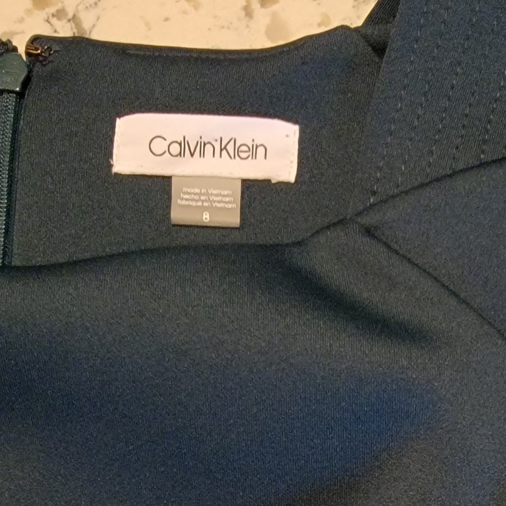 Calvin‎ Klein Green Scuba Cap Sleeve Sheath Dress Size 8 - Picture 11 of 11